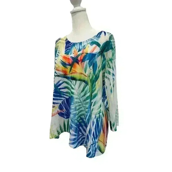 Impulse California Tops - Impulse California Women's Tropical Raglan Sleeve Tunic Size M